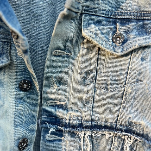 Carmar Blue Cropped Jean Jacket with Distressed Hem - Picture 3 of 4